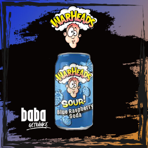 Warheads Blue Raspberry Sour Soda - 355ml