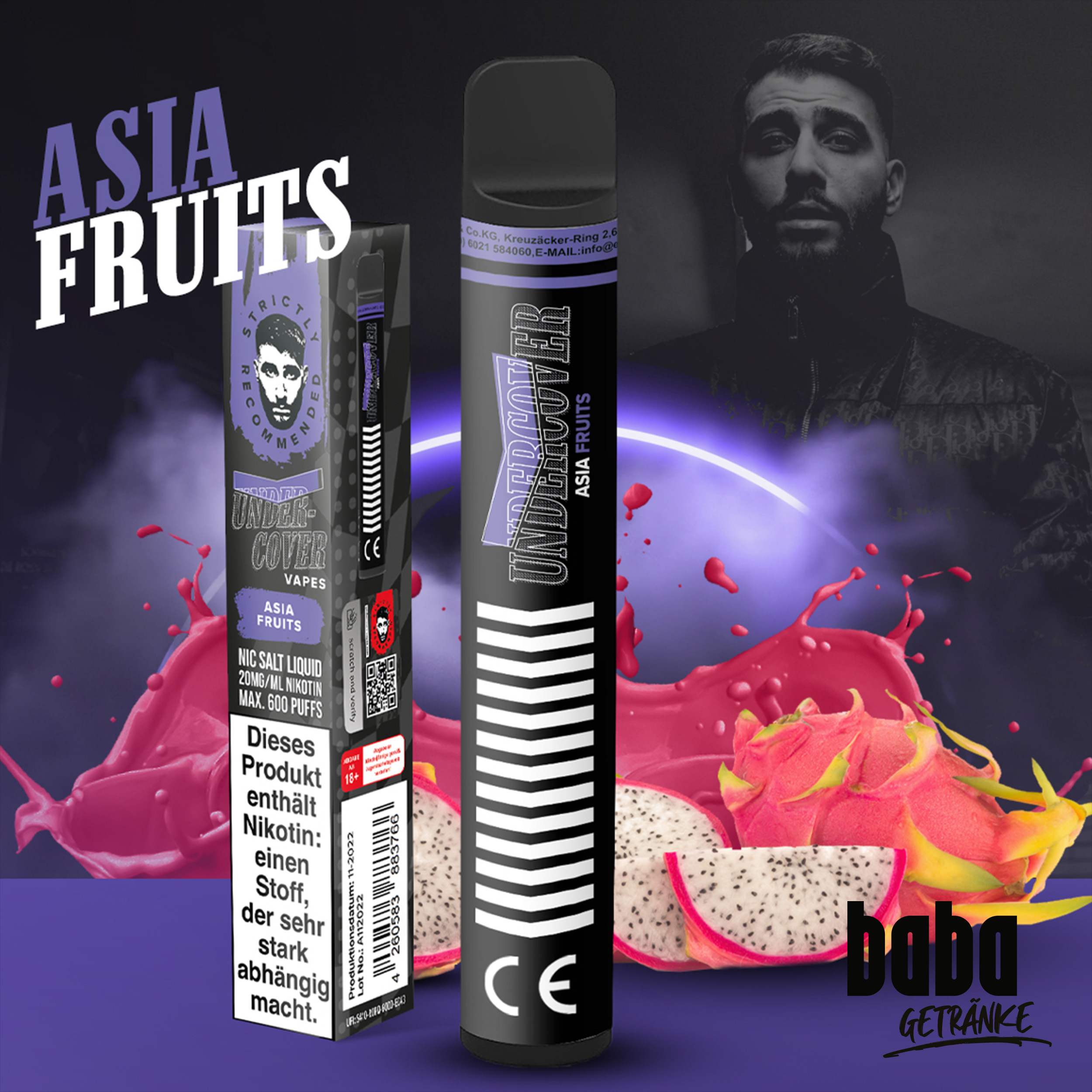 Undercover Vapes Asia Fruits 20mg Einweg E-Zigarette