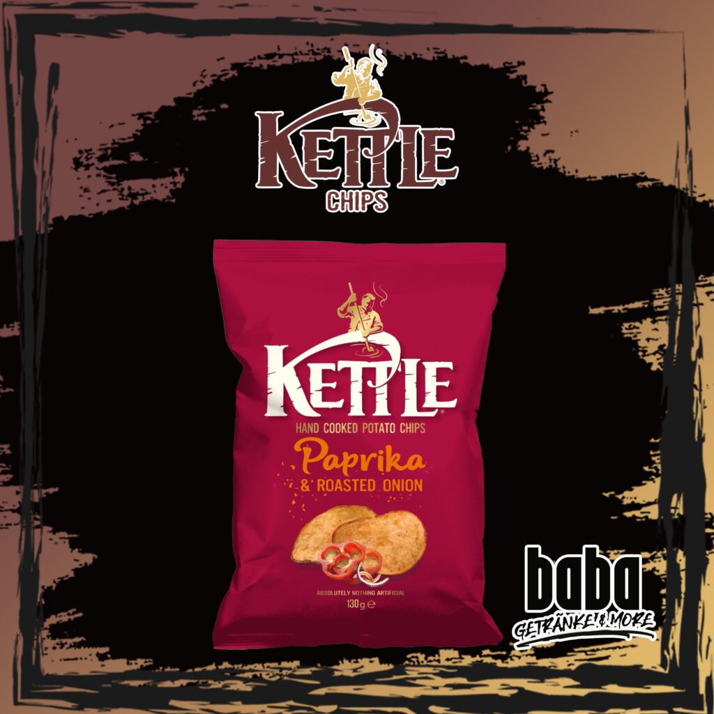 Kettle Hand cooked Chips Paprika & Roast Onion 130g Baba Getränke
